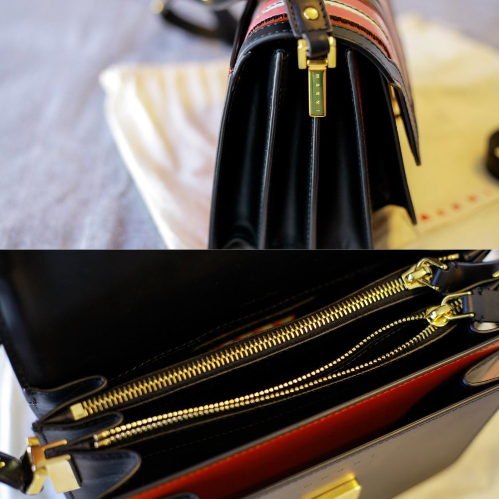MARNI Red n Black Leather Trunk Shoulder Bag - Picture 6 of 8